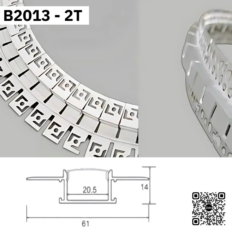 Thanh Nhôm Giấu Viền Uốn Cong Dài 2m | B2013-2T